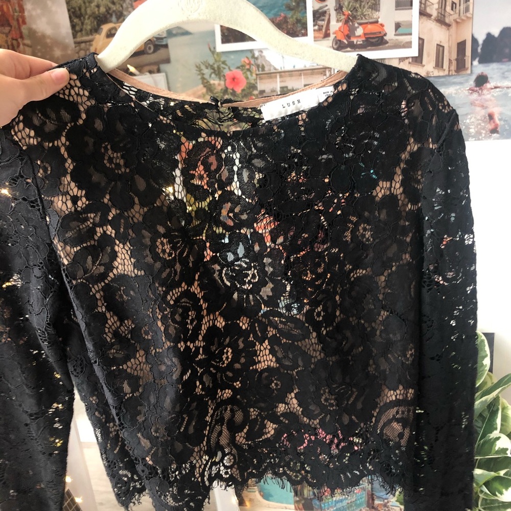 Black Floral Lace Top
